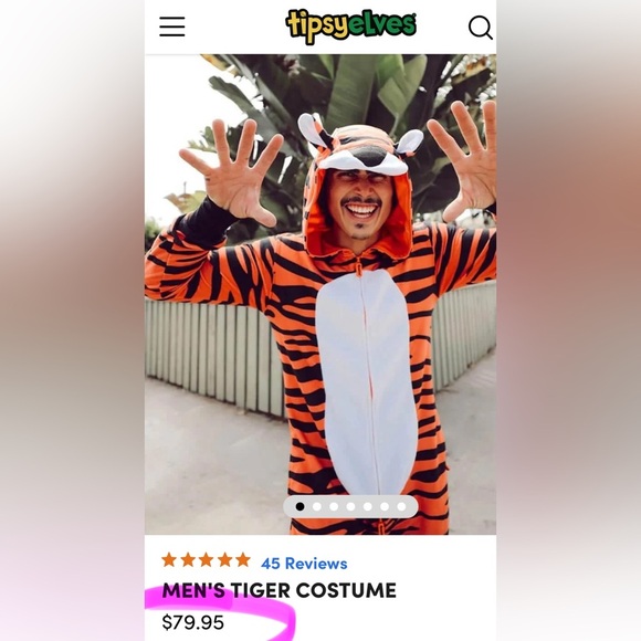Tipsy Elves MEN'S TIGER HALLOWEEN COSTUME/COSPLAY ONESIE | NEW/NWT!!🐅🐯🐅🐯🐅🐯 - Picture 7 of 9